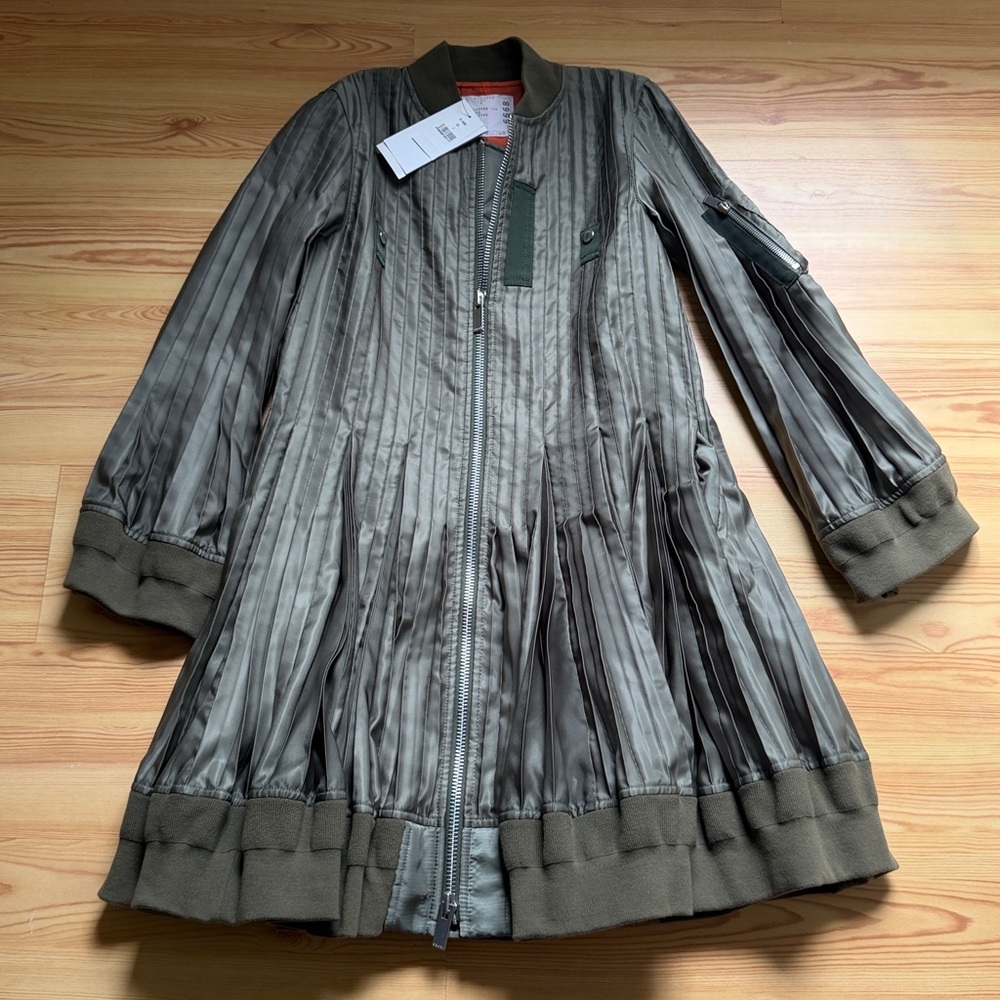 Sacai Olive MA1 Dress Bomber Jacket size 3 new with tag